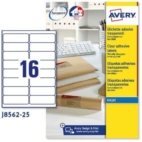 Avery Etiquetas Transparentes Para Sobres 99,1X33,9 Mm Inkje
