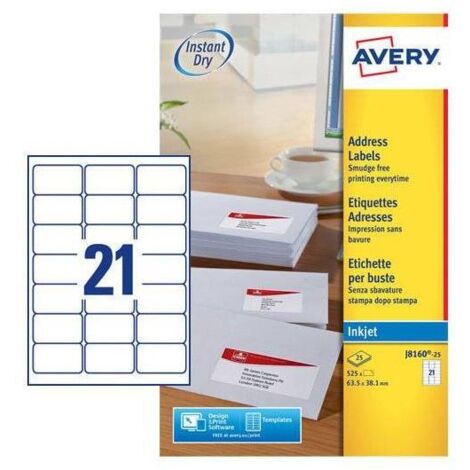 Avery J8160-25 etichetta per stampante Bianco