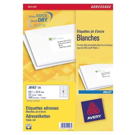 Avery J8162-25 etichetta per corrispondenza Bianco