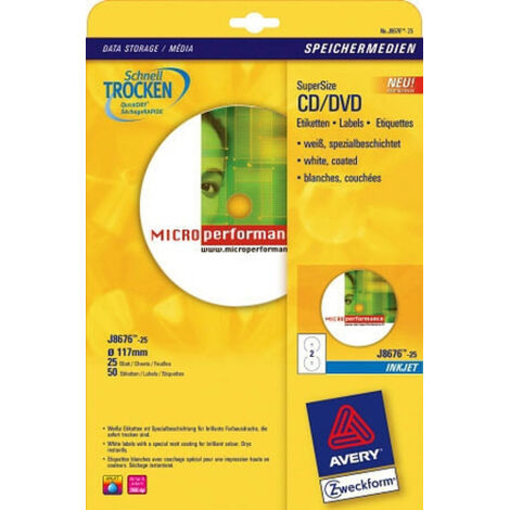 Avery J8676-25 etiqueta de impresora Blanco