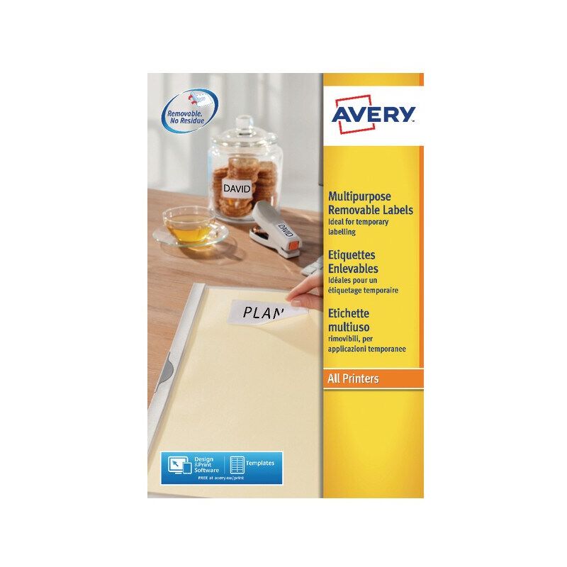 Avery - L4737REV-25 Removable Labels 27TV (Pack-25) - White