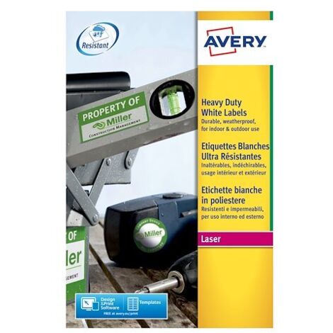 Avery L4775-20 étiquette auto-collante Rectangle aux angles arrondis Permanent Blanc 20 pièce(s)