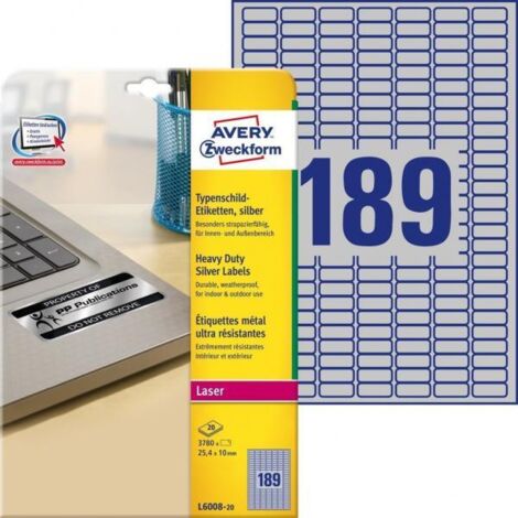 Avery L6008-20 etichetta per stampante Etichetta per stampante autoadesiva
