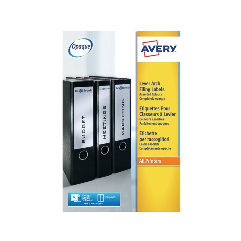 L7171A-20 Leverarch Spine Label (Pack-20) - Assorted - Avery