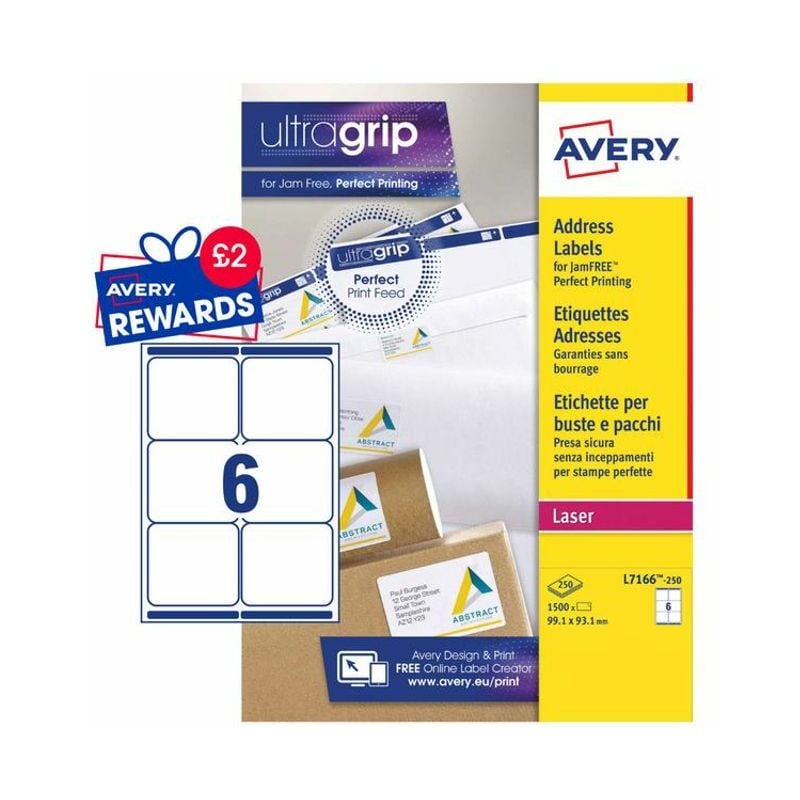 Avery - Laser Parcel Label 99x93mm 6 Per A4 Sheet White (Pack 1500 Labels) l - White