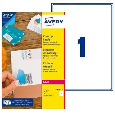 Avery Pack 25 Hojas X1 Etiquetas 199,6X289,1Mm Para Enmascar