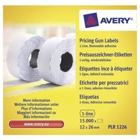 Avery PLR1226 etichetta autoadesiva Etichetta con prezzo Bianco 15000 pz
