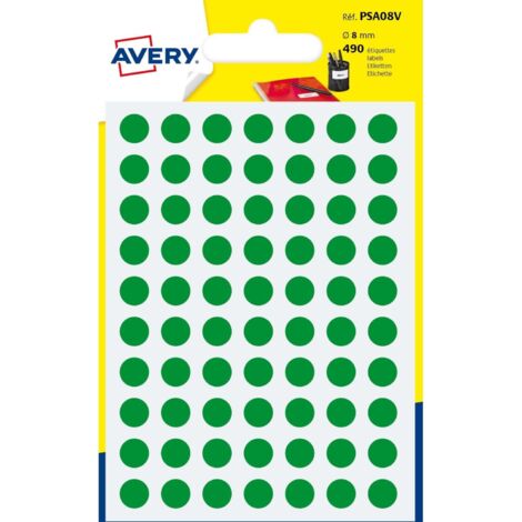 Avery PSA08V etichetta autoadesiva Cerchio Permanente Verde 490 pz