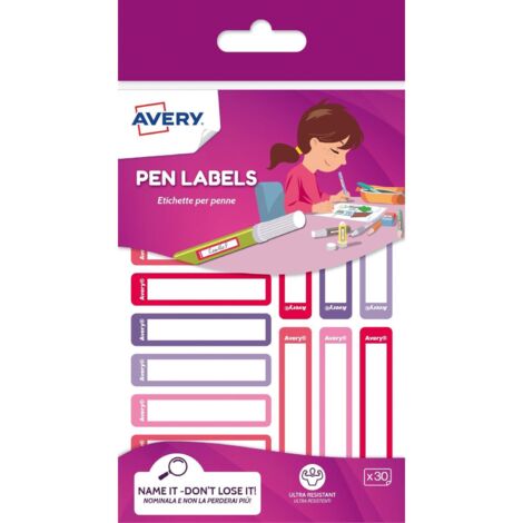Avery RESMI30F-UK etichetta autoadesiva Rettangolo con angoli arrotondati Permanente Rosa, Viola 30 pz