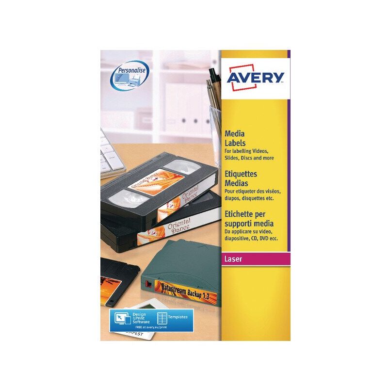 Avery - L7674-25 Video Spine Labels 16TV (Pack-25) - White