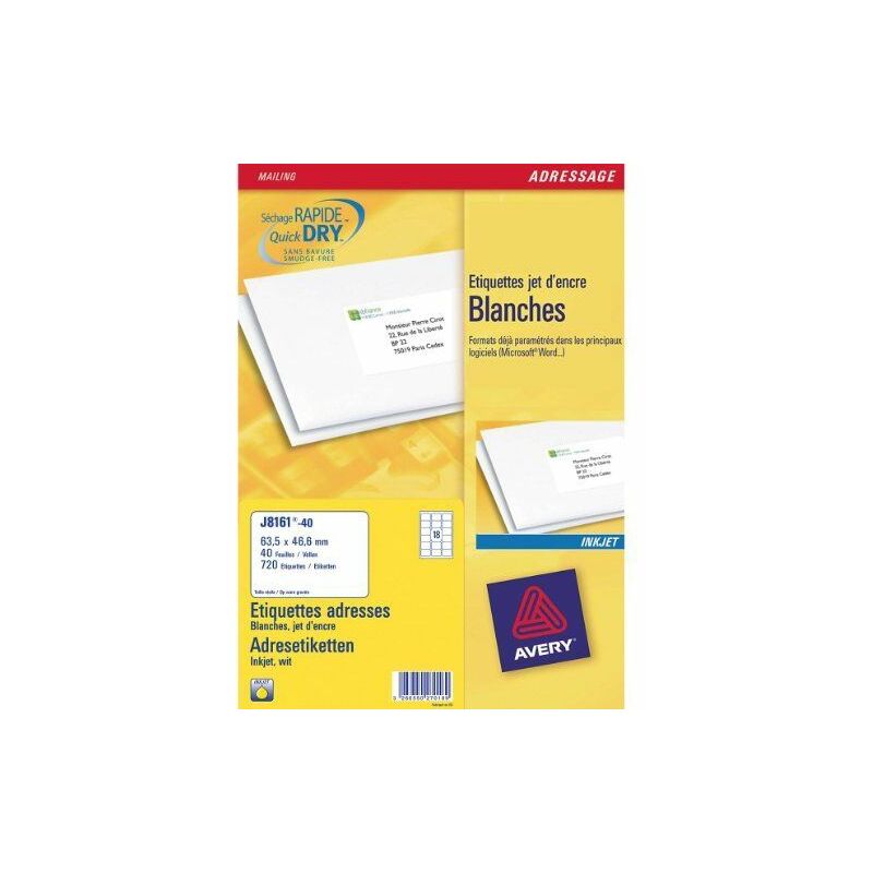 Image of Avery White Address Label - Inkjet - J8161