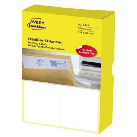 Avery Zweckform 3442 Frankier-Etiketten, 138 x 48 mm, 1 Pack/500 Etiketten, weiß
