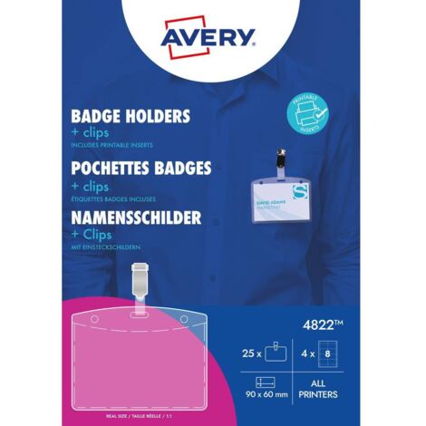 Avery-Zweckform 4822 Porte-badge (l x H) 90 mm x 60 mm 25 pc(s)