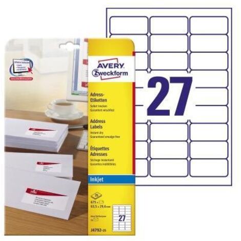 AVERY ZWECKFORM Adressetikett Avery Zweckform 63,5 x 29,6 mm (B x H) Papier weiß 675 Etik./Pack.