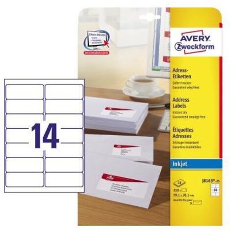 AVERY ZWECKFORM Adressetikett Avery Zweckform 99,1 x 38,1 mm (B x H) Papier weiß 350 Etik./Pack.