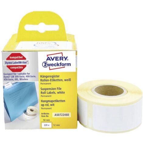 Avery-Zweckform AS0722460 Rotolo di etichette 50 x 12 mm Carta Bianco 220 pz. A tenuta permanente Etichetta per cartell