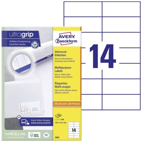 Avery Zweckform, Etichette Avery 105 x 42,3mm, A4 (3653)