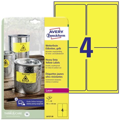 Avery-Zweckform Etichette robuste in pellicola autoadesiva resistenti agli agenti atmosferici L6127-20 (33,1 x 139 mm)