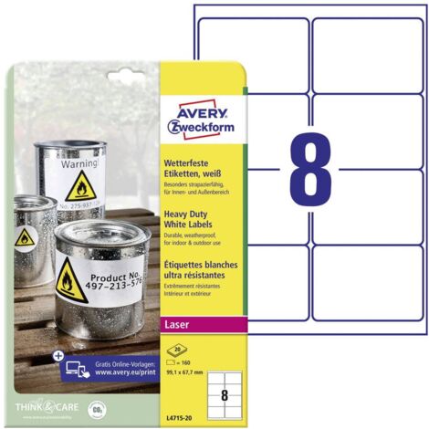 Avery Zweckform Etikett L4715-20 99,1x67,7mm ws 160 St./Pack.