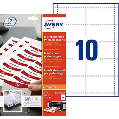 Avery-Zweckform L4727-20 Cartellino portanome a incastro 90 mm x 54 mm Bianco