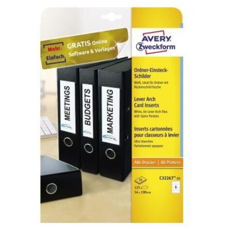 AVERY ZWECKFORM Rückenschild Avery Zweckform breit/kurz 54 x 190 mm (B x H) weiß 125 St./Pack.