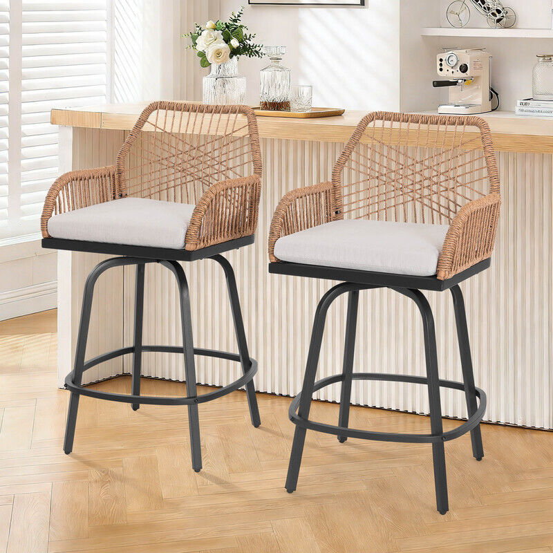 Avestar Lot de 2 Chaises haute de Bar de Jardin Extérieur Pivotants
