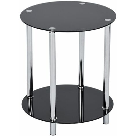 AVG0 Table d'appoint en verre trempé noir