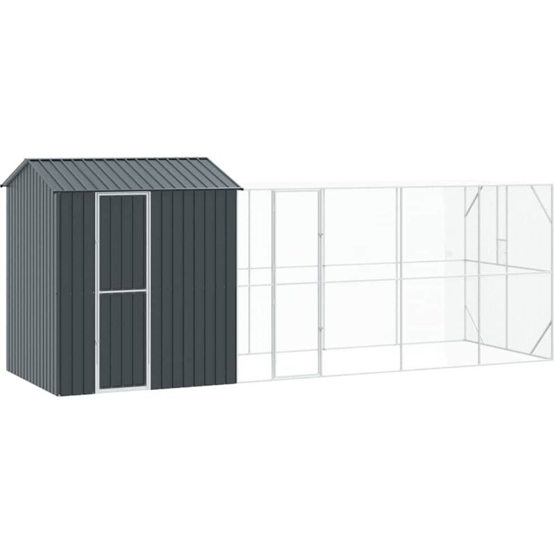 Vidaxl - volière avec extension anthracite 210x619x247 cm en acier