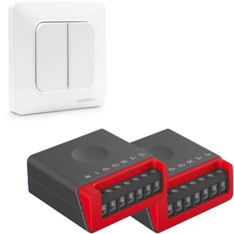 Avidsen – Kit interrupteur double sans fil EnOcean – Module 2 voies sans pile – Contrôle éclairage écologique et économique