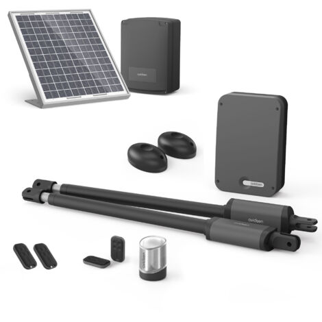 Avidsen – Kit de motorisation solaire pour portail battant – 2 moteurs télescopiques – Charge max 7000mAh – Panneau solaire 20W – Coffret électronique