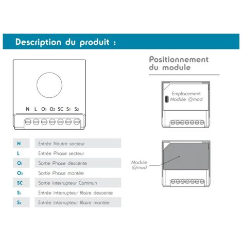 Avidsen – Récepteur radio pour motorisation 230Vac – Fréquence 868MHz – Installation facile derrière interrupteur – 970290