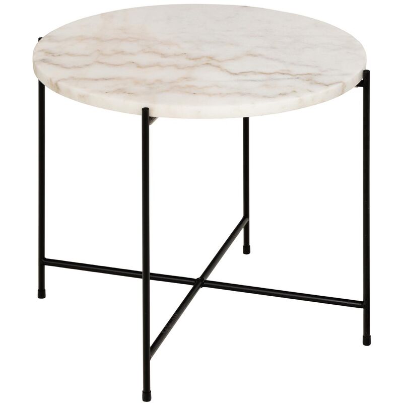 Ebuy24 - Avila table d'angle Ø52cm marbre blanc.