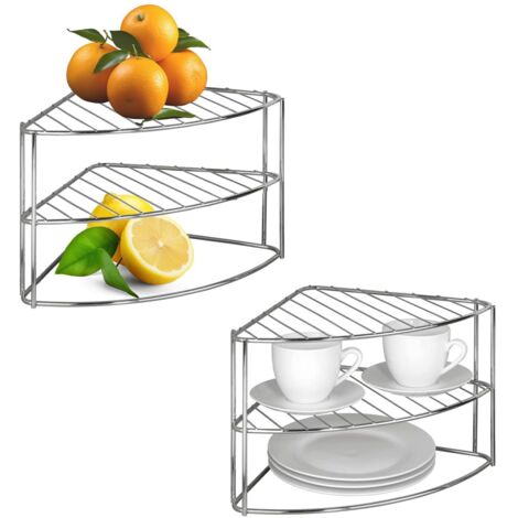 Avilia Ripiano Angolare in Metallo Multiuso per cucina e bagno, Ideale per tazze, spezie, frutta, piatti, shampoo e bagnoschiuma, 35x25x21cm