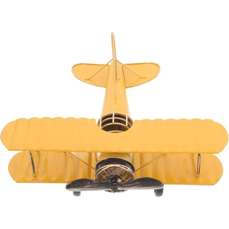 Avion Rétro en Métal Robuste - Modèle Fait Main pour Décoration de Table et