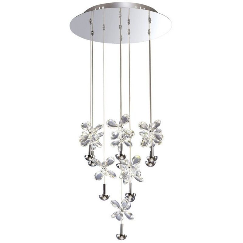 Inspired Diyas - Aviva - Racimo de techo colgante redondo 10 luces 4000K LED Cromo pulido, cristal