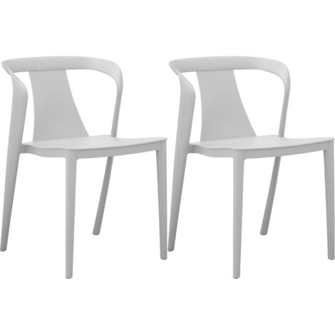 Aviva-Lot de 2 chaises de salle à manger en plastique gris clair