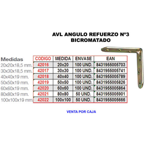 AVL ANGULO REFUERZO BICROMATADO 3   80x  80
