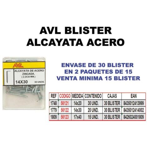 avl blister alcayata acero 17x40 zincada  1809 (caja 15 unidades)