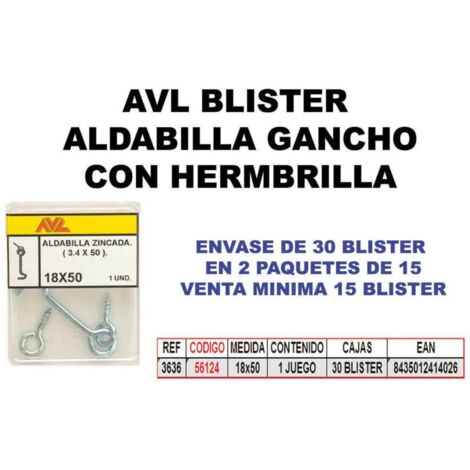 avl blister aldabilla gancho+hembrilla zincada 3636 (caja 15 unidades)