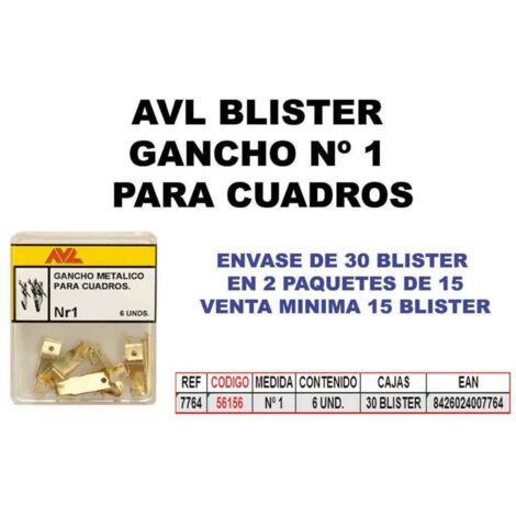 avl blister gancho nº1 para cuadros 7764 (caja 15 unidades)