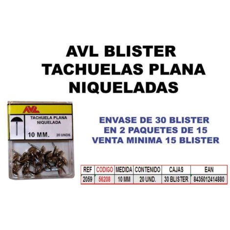 avl blister tachuelas niquelada 10 mm 2059 (caja 15 unidades)