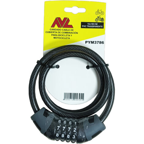 Avl candado cable cubierta 25x100 cm con llave serreta
