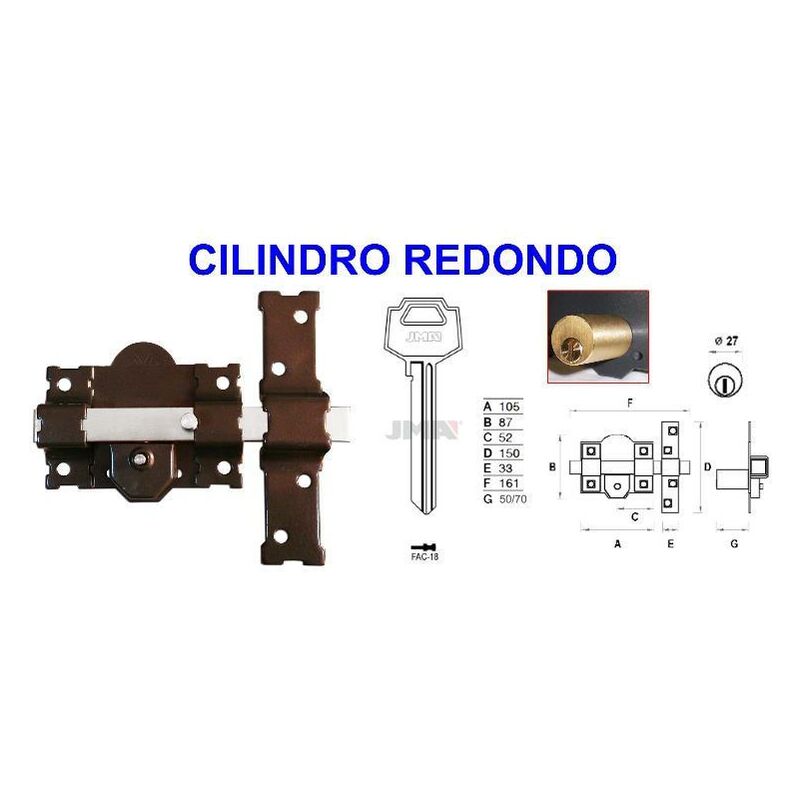 

MIBRICOTIENDA avl cerrojo cs-160lr-105 p. c-redondo 70 mm llave-boton 3 llaves