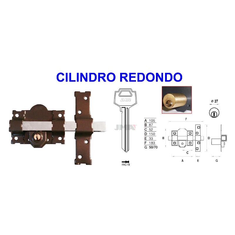 

avl cerrojo cs-182ll105 p. c. redondo 70 mm 3 llaves 2 lados - Mibricotienda