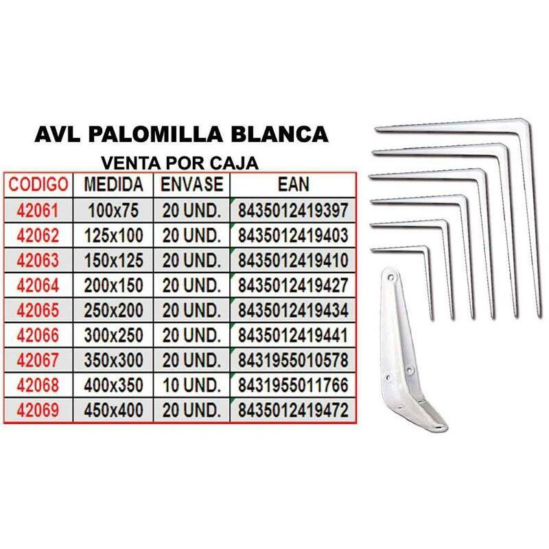 

avl palomilla blanca 125x100 1940-3 (caja 24 unidades) - Mibricotienda