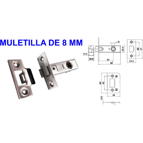 avl picaporte 800 nº6 de 45 cuadrado cromado placa 5.7x2.5 cm (caja 20 unidades)