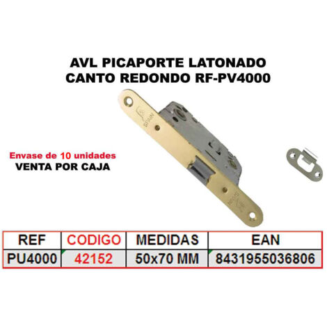 AVL PICAPORTE UNIFICADO LATONADO 50x70 MM CANTO REDONDO=PU-4000