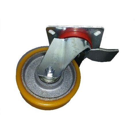 AVO 37BIS RUOTA CON RIVESTIMENTO IN POLIURETANO 100X30 SUPPORTO GIREVOLE E FRENO