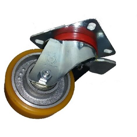 AVO 37BIS RUOTA CON RIVESTIMENTO IN POLIURETANO 80X30 SUPPORTO GIREVOLE E FRENO