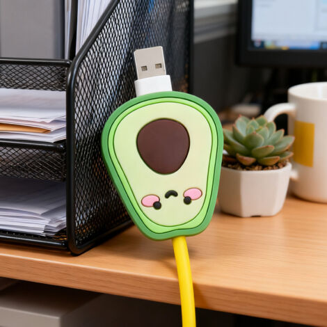 Avocado Silikon-USB-Kabelschutz mit niedlichem Cartoon-Design für Büro und Zuhause